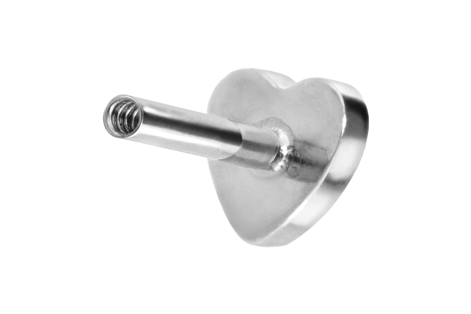 Titan Labret Piercing mit Innengewinde ohne Kugel HERZ